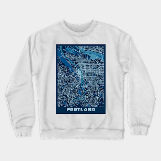 Portland - United States Peace City Map Crewneck Sweatshirt by tienstencil